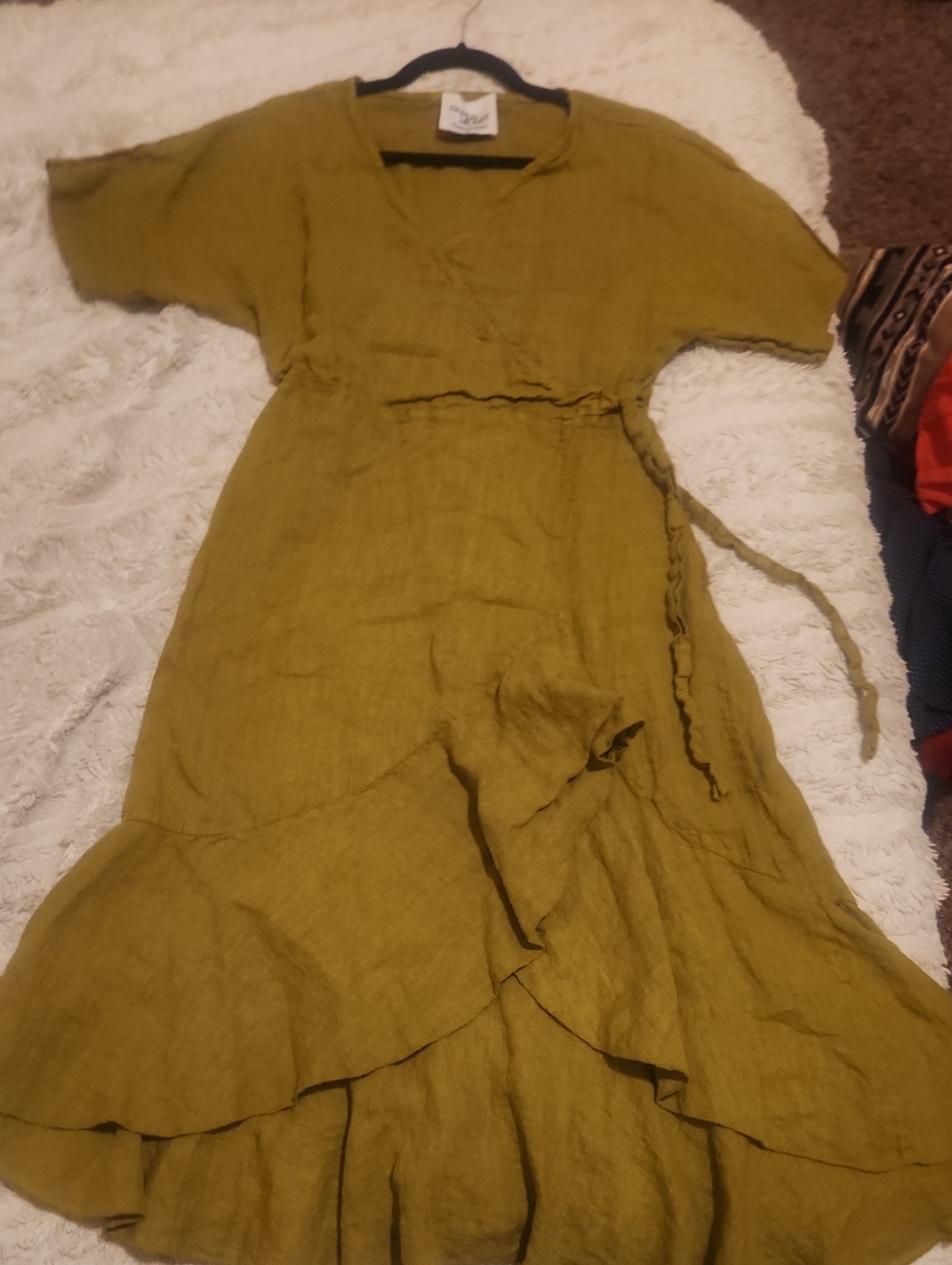 Lightweight Olive Wrap Maxi Dress LINEN NWOT AUSTRALIA PAPER HEART SIZE LARGE